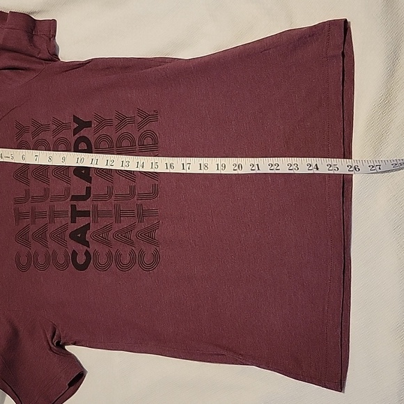 Bella Canvas Maroon Black Cat Lady Tee Shirt Size Small - Picture 5 of 5